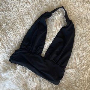 Black Crop Halter Top